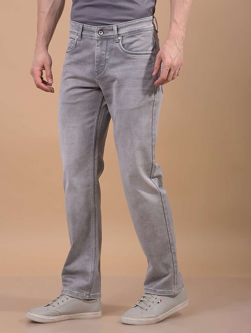 men grey washed mid rise full length jeans - 21956810 -  Standard Image - 1