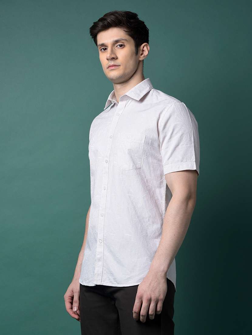 men solid short sleeve slim fit casual shirt - 21956831 -  Standard Image - 1