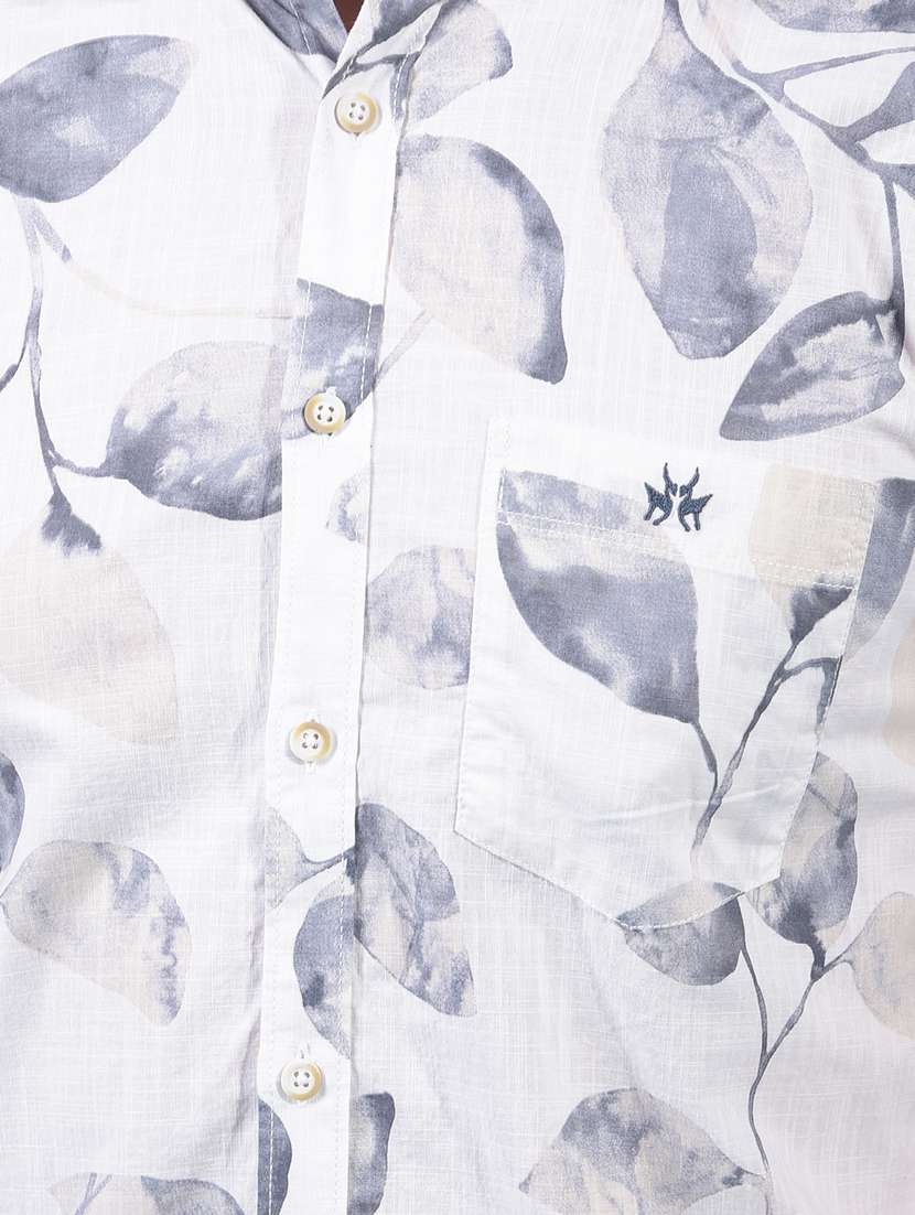 men printed short sleeve slim fit casual shirt - 21956836 -  Standard Image - 4