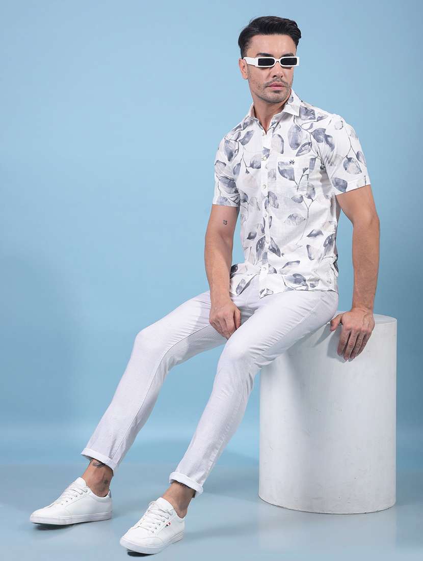 men printed short sleeve slim fit casual shirt - 21956836 -  Standard Image - 6