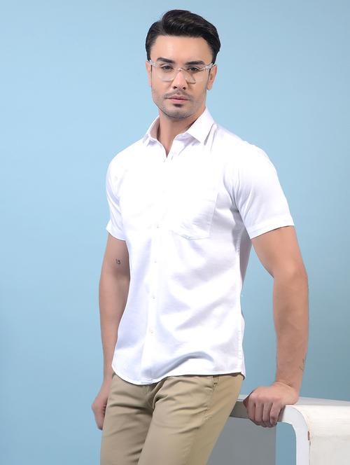 men solid short sleeve slim fit casual shirt - 21956840 - Standard Image - 0