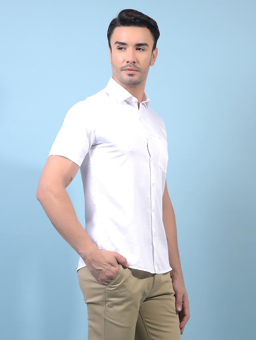 men solid short sleeve slim fit casual shirt - 21956840 - Standard Image - 1