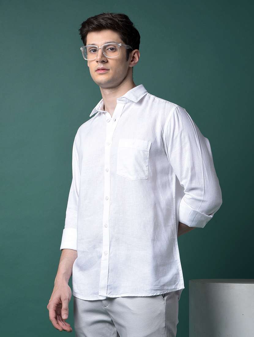men solid long sleeve slim fit casual shirt