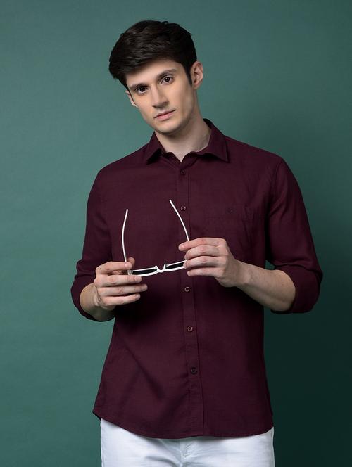men solid long sleeve slim fit casual shirt - 21956844 - Standard Image - 0