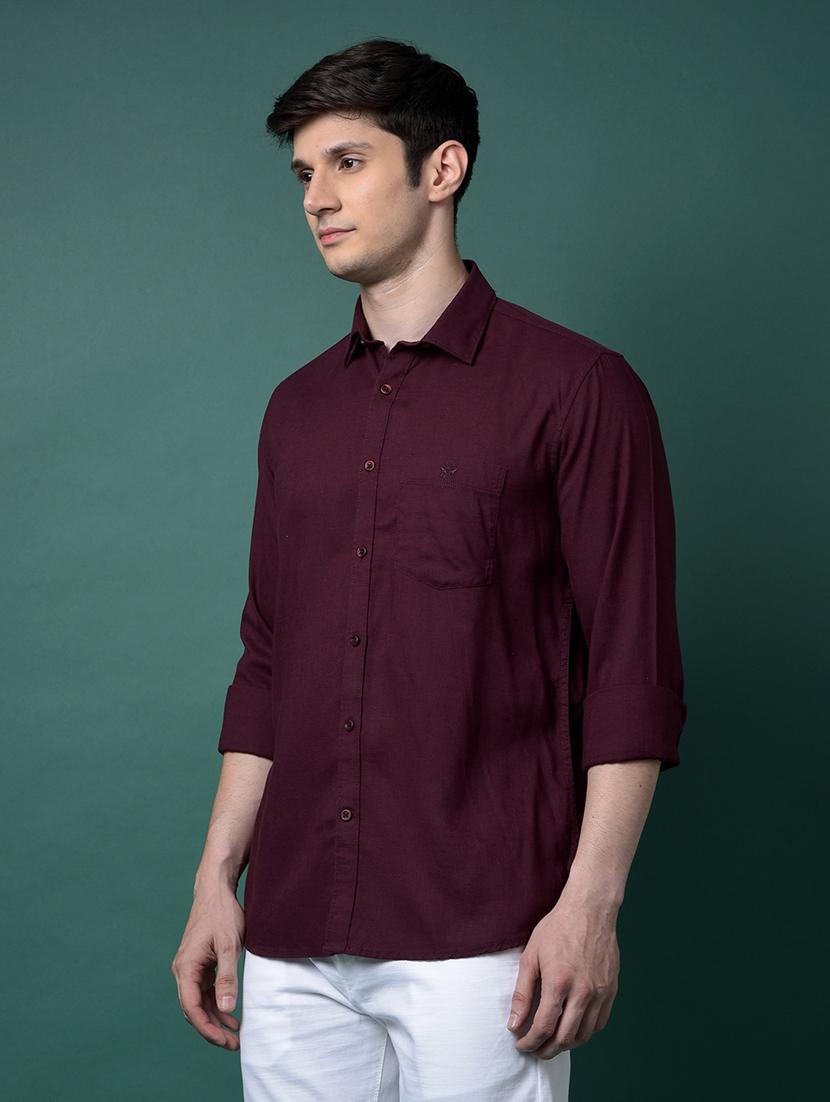 men solid long sleeve slim fit casual shirt - 21956844 - Standard Image - 1