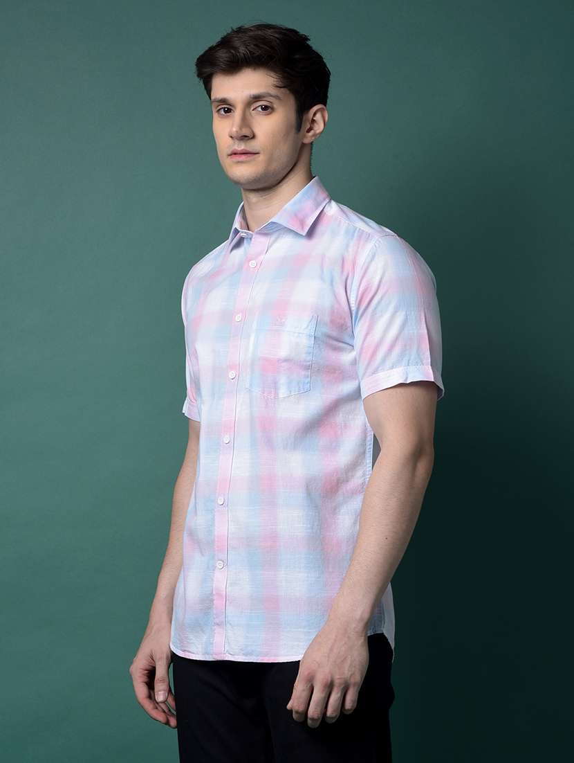 Men Checkered Short Sleeve Slim Fit Casual Shirt - 21956846 -  Standard Image - 1