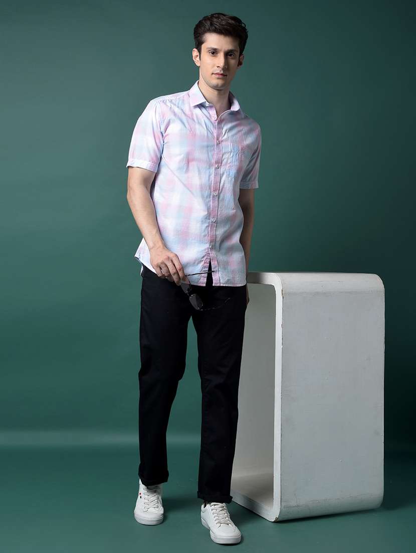 Men Checkered Short Sleeve Slim Fit Casual Shirt - 21956846 -  Standard Image - 6