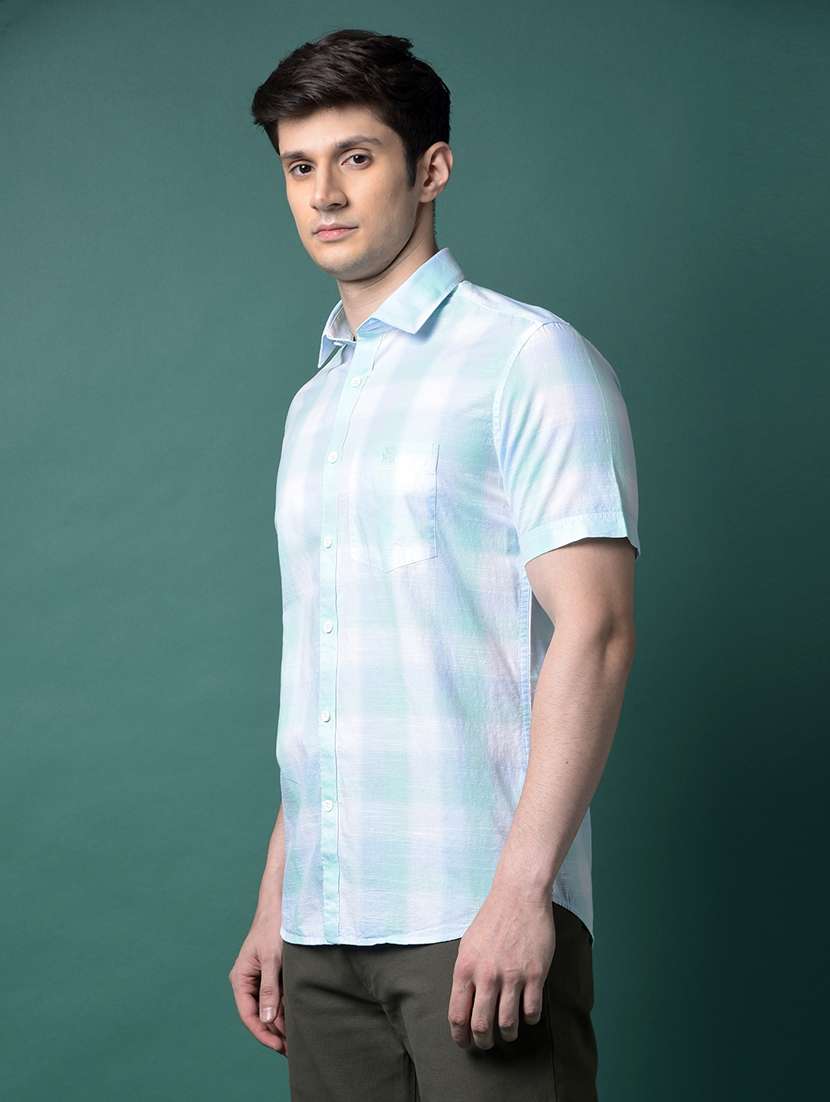 men checkered short sleeve slim fit casual shirt - 21956847 -  Standard Image - 1