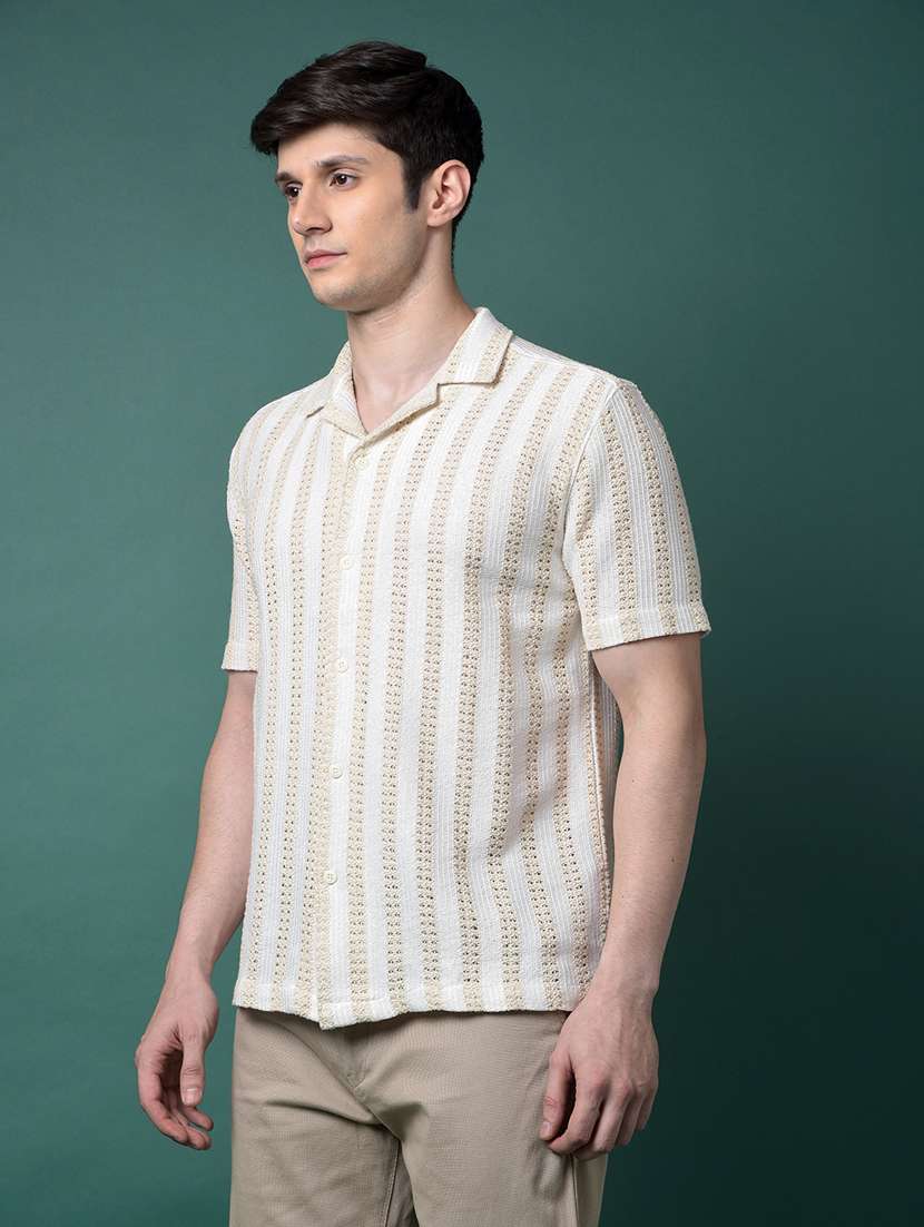 men self design short sleeve slim fit casual shirt - 21956851 -  Standard Image - 1