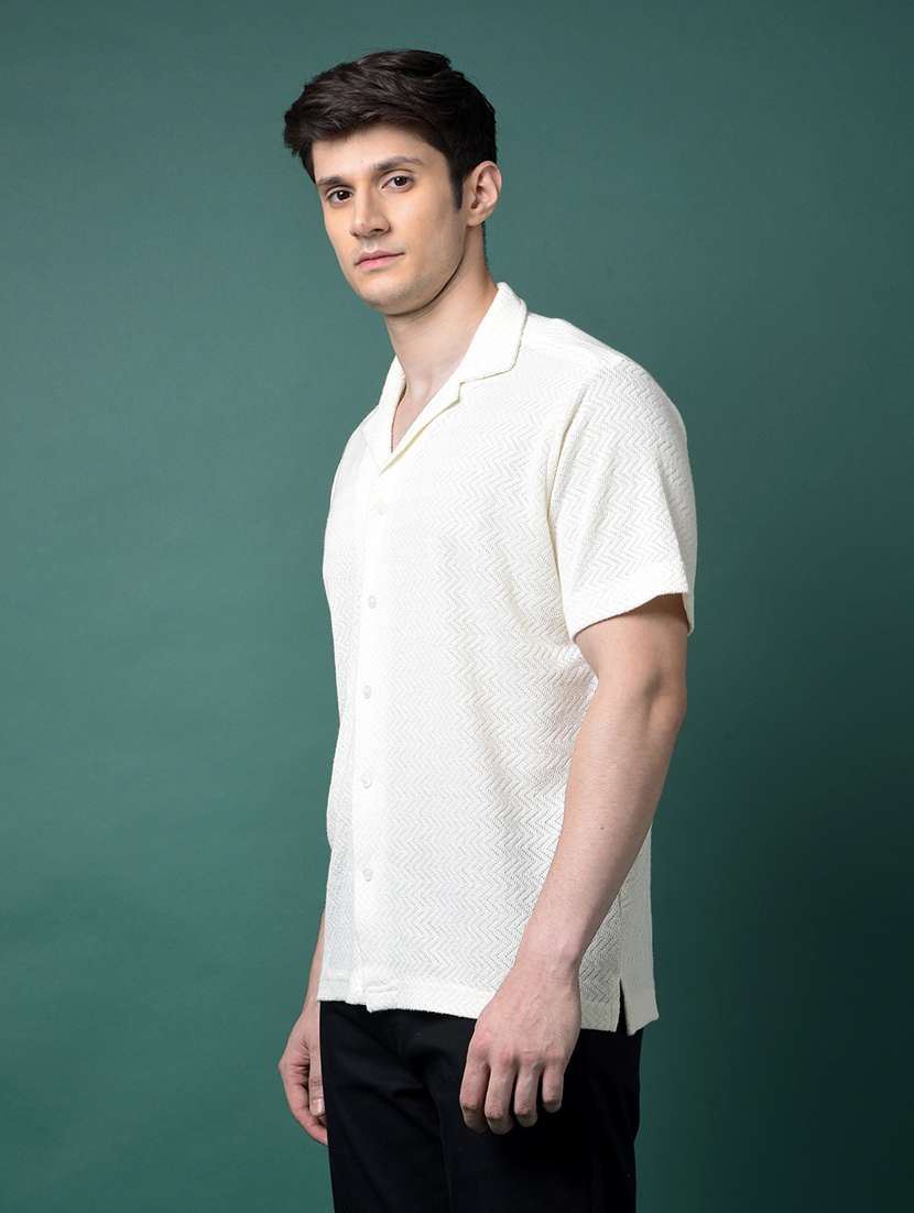 men self design short sleeve slim fit casual shirt - 21956852 -  Standard Image - 1