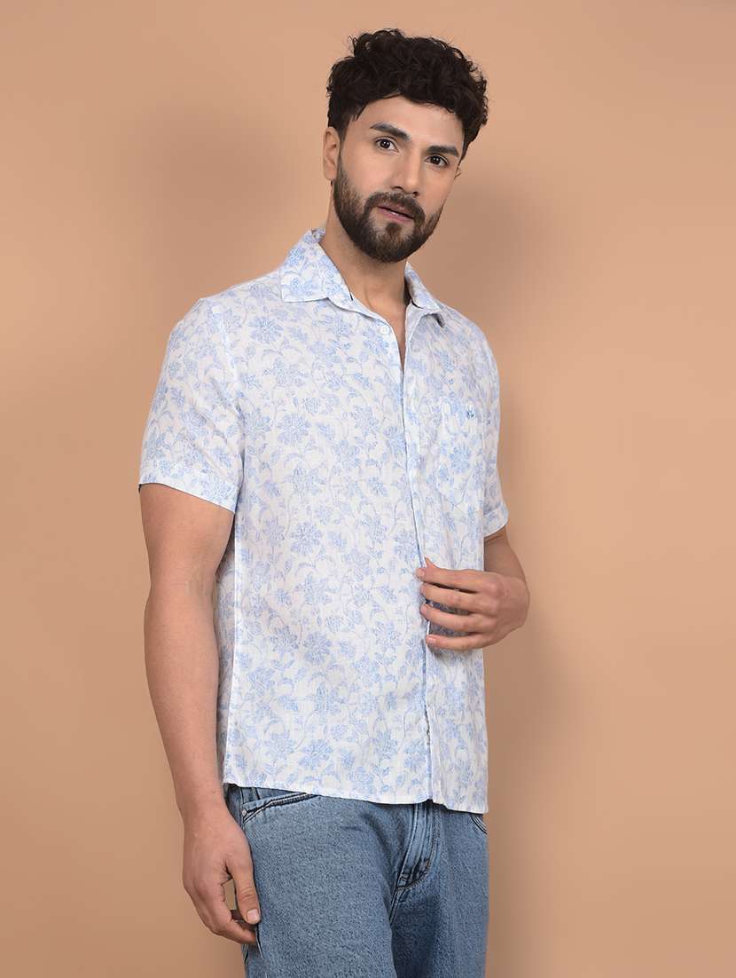 men floral short sleeve slim fit casual shirt - 21956853 -  Standard Image - 1