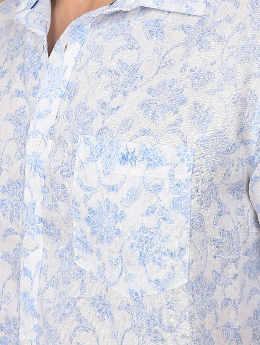 men floral short sleeve slim fit casual shirt - 21956853 -  Standard Image - 4