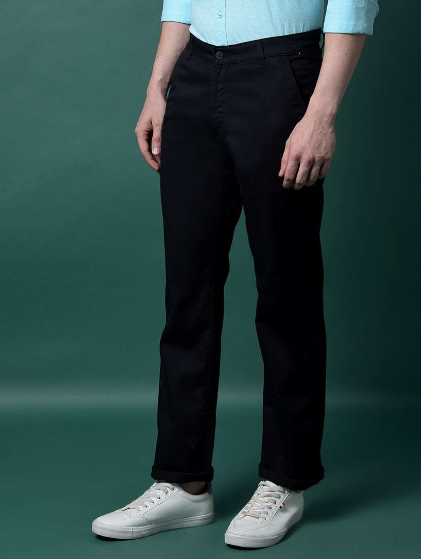 men solid mid rise flat front casual chinos - 21956870 - Standard Image - 1