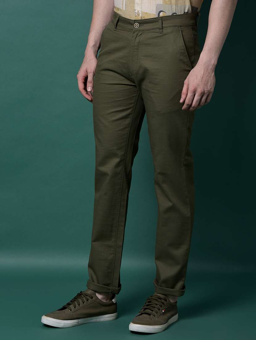 men solid mid rise flat front casual chinos  - 21956873 -  Standard Image - 1