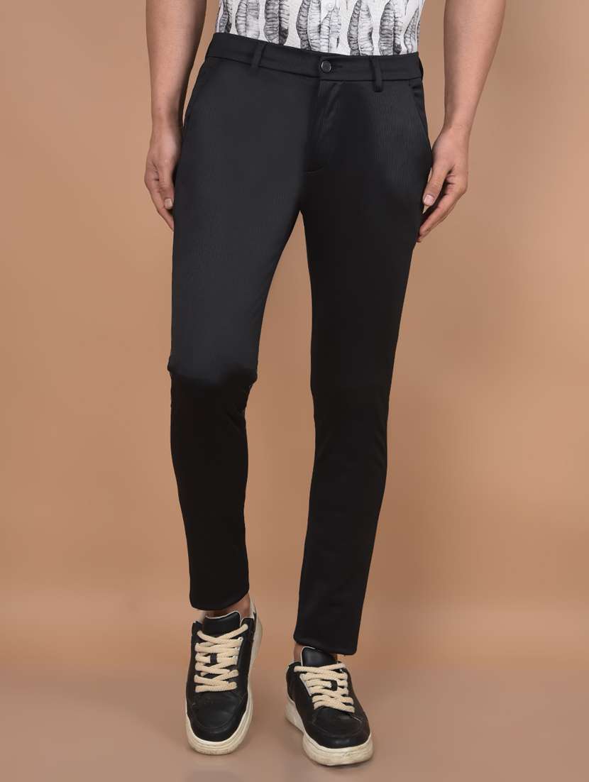 men solid mid rise flat front casual chinos 