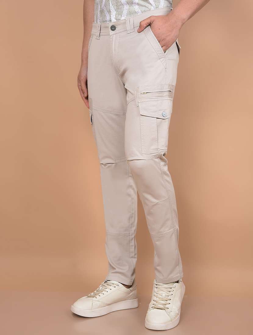 men grey solid mid rise regular fit cargo - 21956887 -  Standard Image - 1