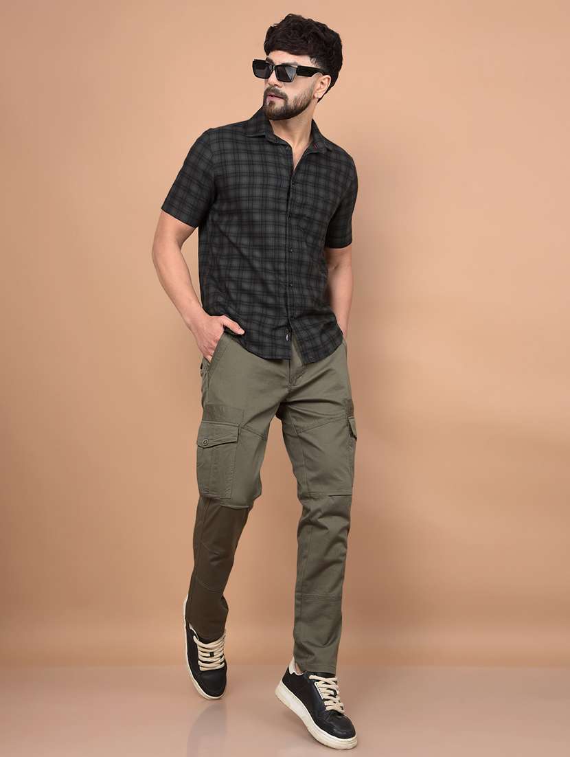 men olive solid mid rise relaxed fit cargo - 21956888 -  Standard Image - 6