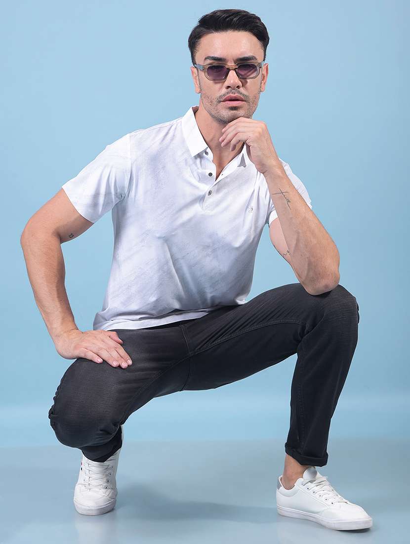 men printed short sleeve slim fit polo t-shirt - 21956899 -  Standard Image - 4