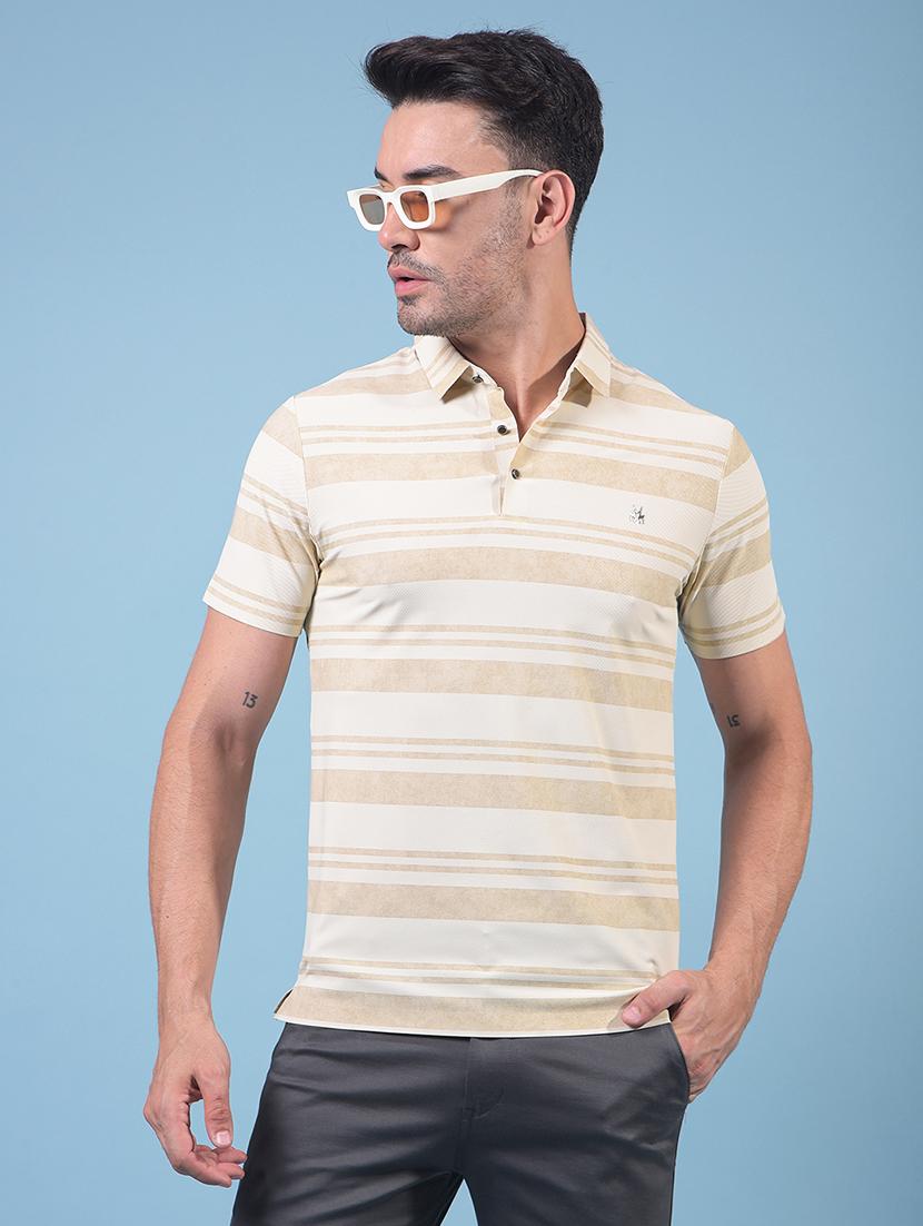 men striped short sleeve slim fit fit polo t-shirt