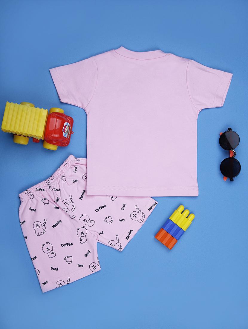 kids printed t-shirt and shorts co-ord set - 21956921 - Standard Image - 1