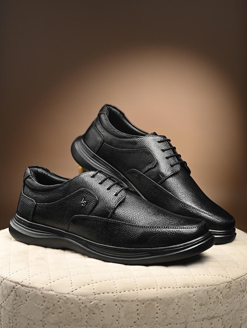 men black solid lace-up derby - 21956950 - Standard Image - 1