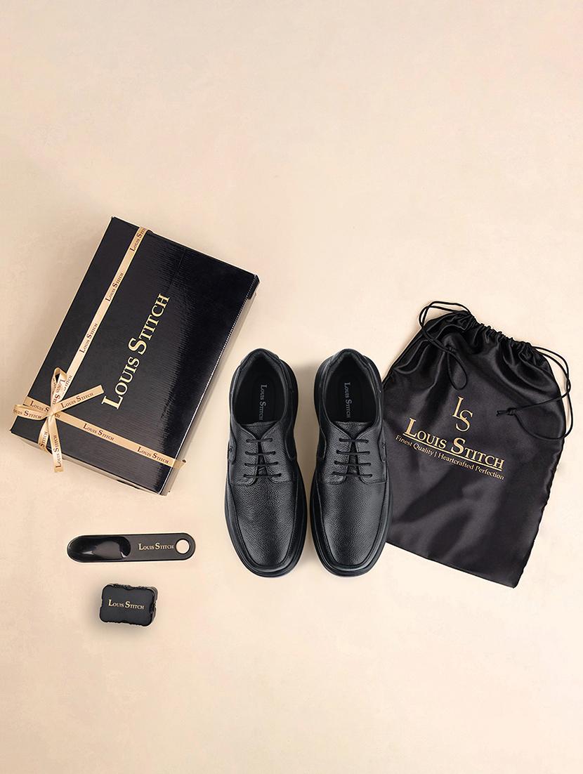 men black solid lace-up derby - 21956950 - Standard Image - 4