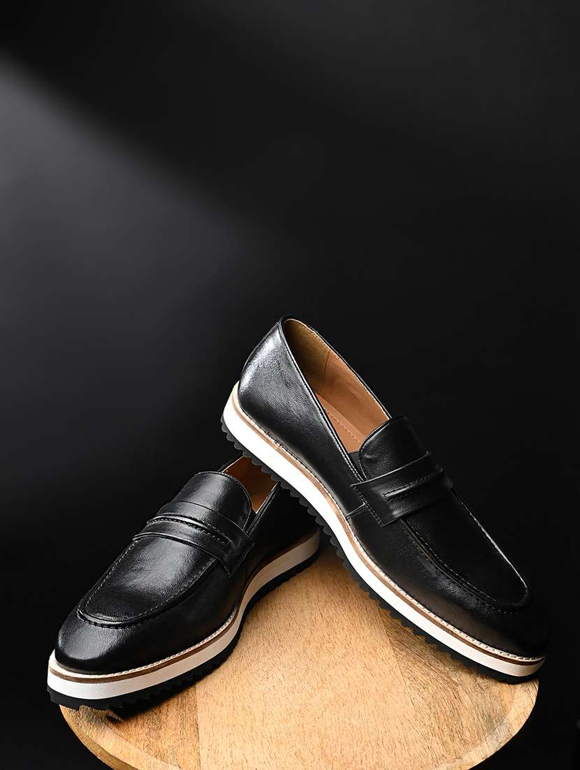 men black slip on casual shoe - 21956953 -  Standard Image - 1