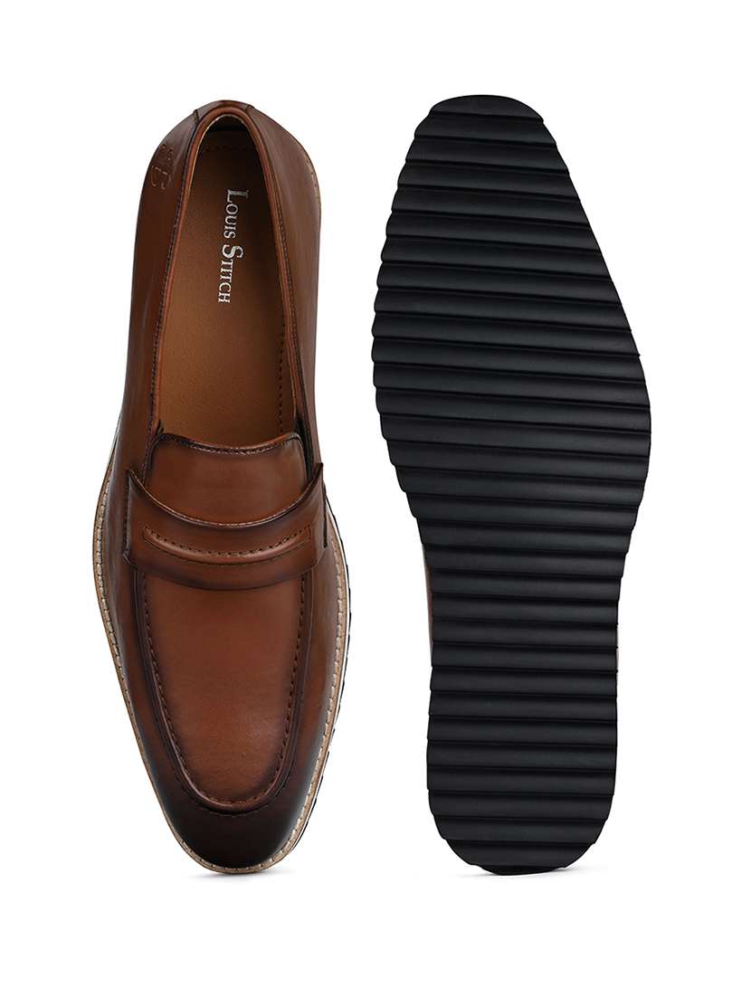 men's brown leather slip-on loafer shoes - 21956954 -  Standard Image - 4