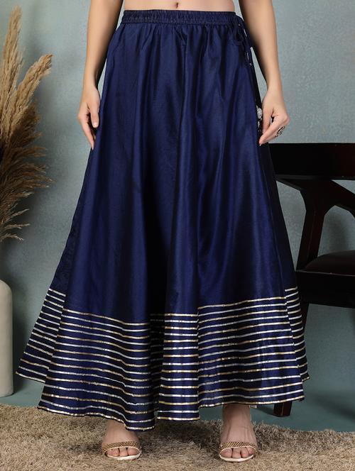 flared skirt with golden stripes - 21956988 - Standard Image - 0