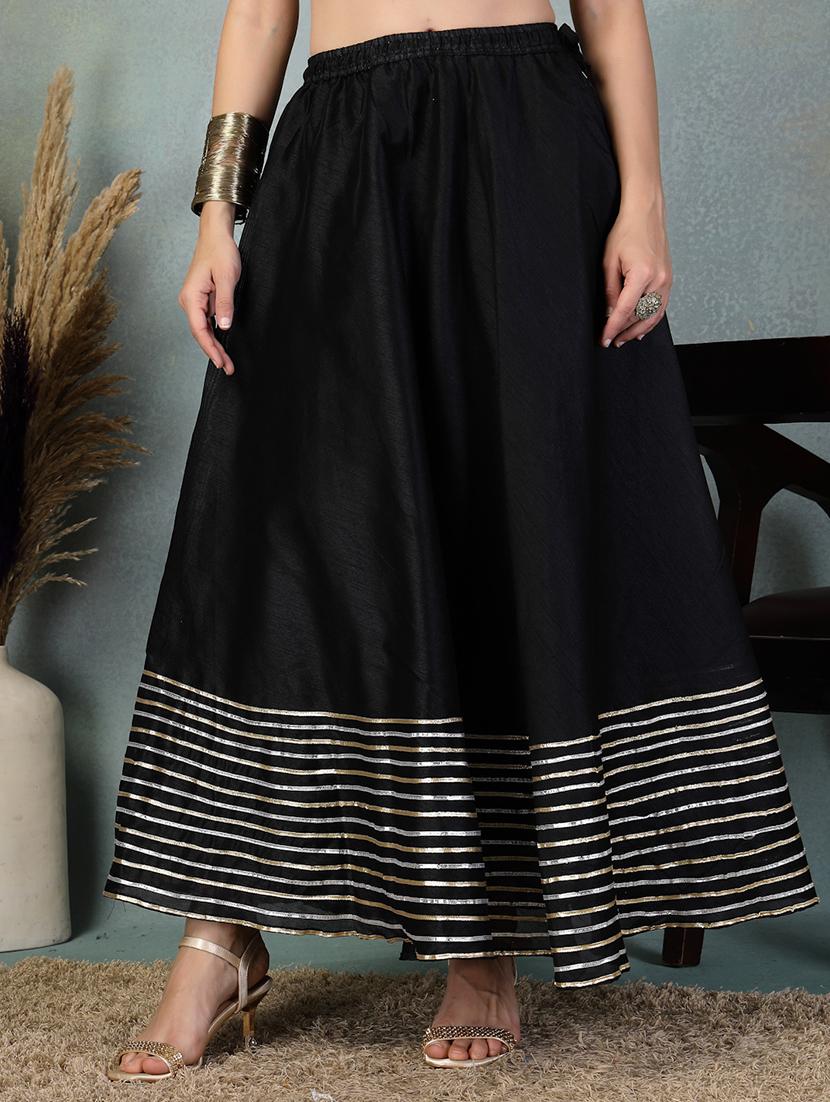 women black striped flared party wear skirt - 21956989 -  Zoom Image - 0