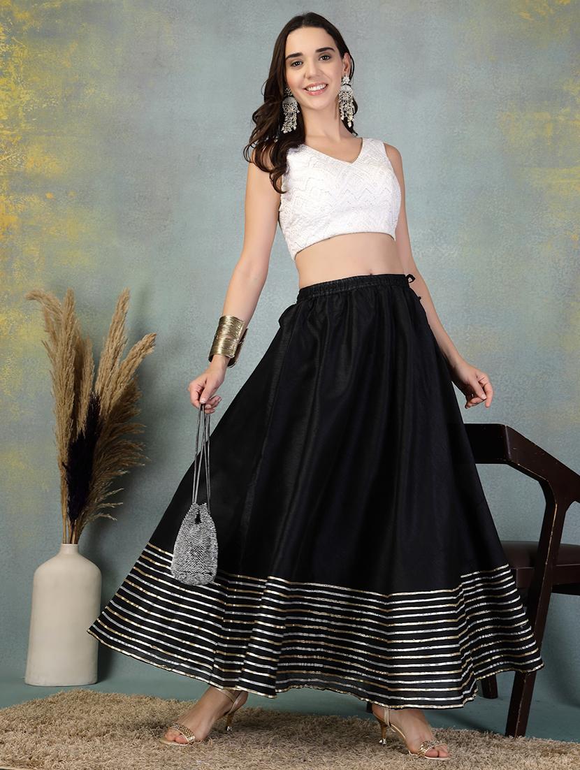 women black striped flared party wear skirt - 21956989 - Standard Image - 4
