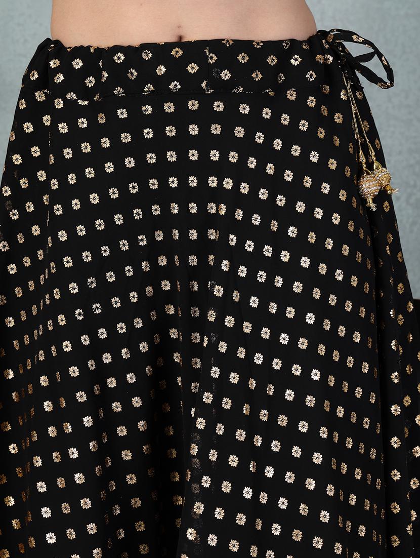 printed black and gold festive maxi skirt - 21956992 - Standard Image - 4