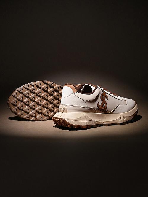 men beige lace up sneaker - 21956998 - Standard Image - 0