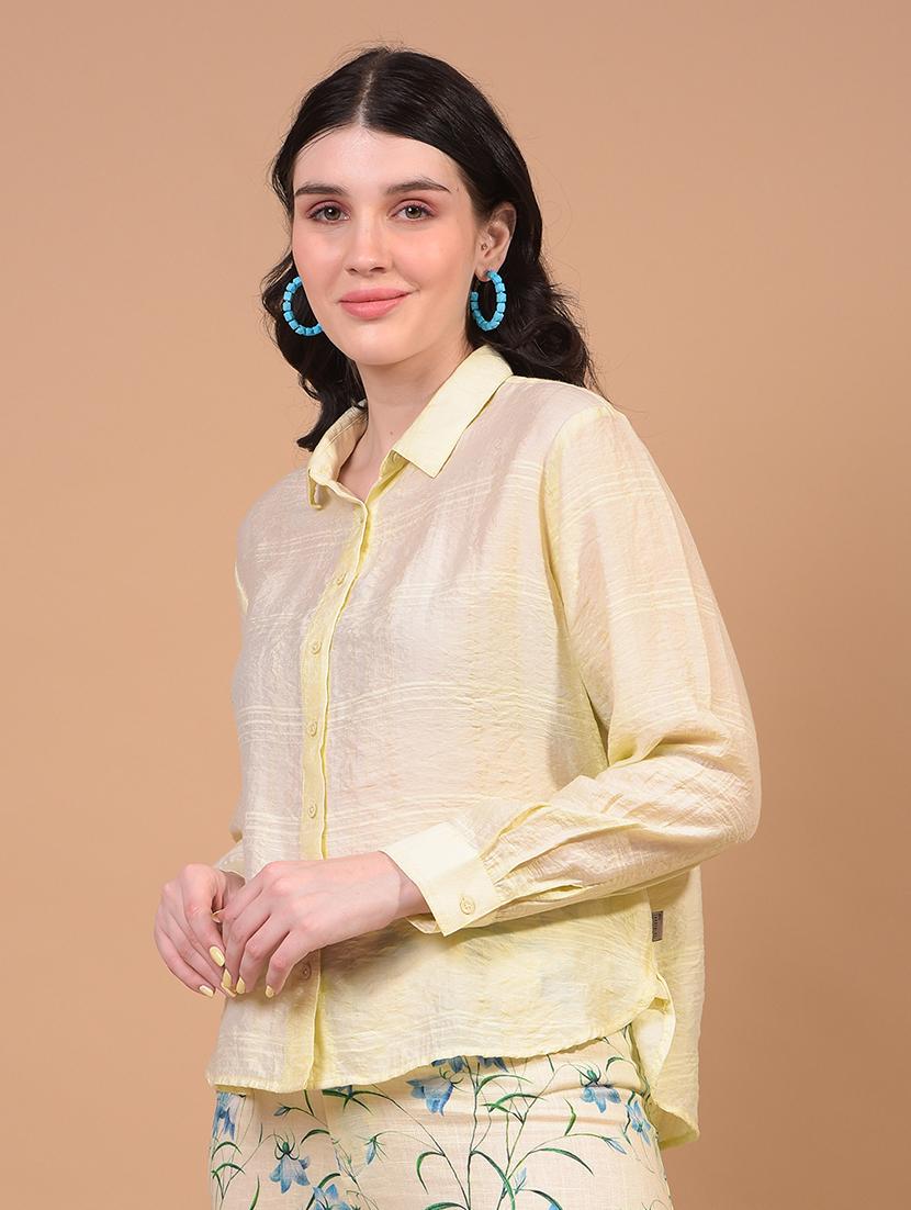 women self designed collared long sleeve regular fit shirt - 21957016 - Standard Image - 1