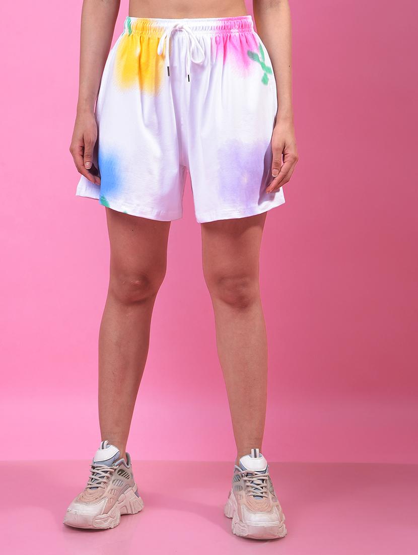 women tie & dye mid rise regular fit short - 21957027 - Zoom Image - 0