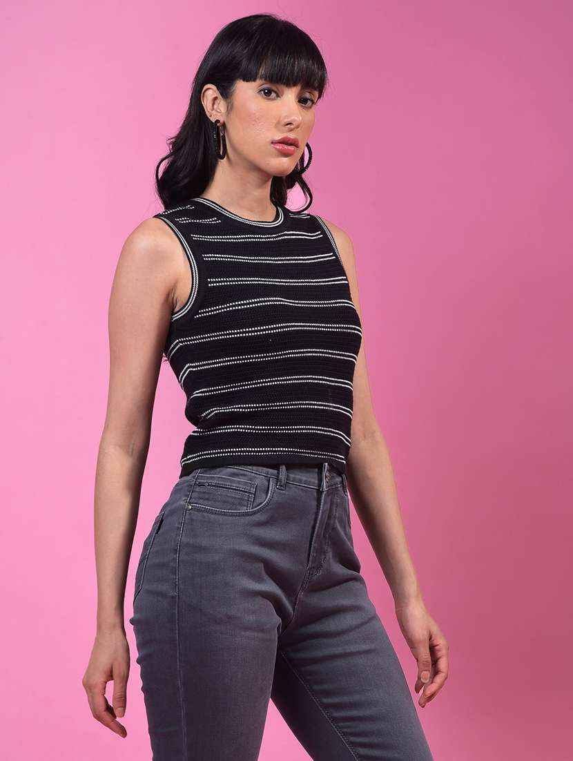 women striped sleeveless crop top - 21957042 -  Standard Image - 1