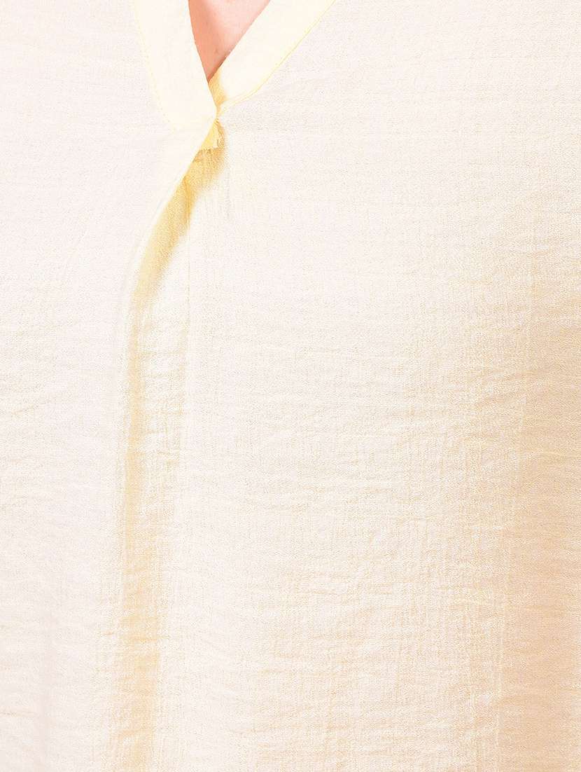 women yellow solid collared high low top - 21957044 - Standard Image - 6