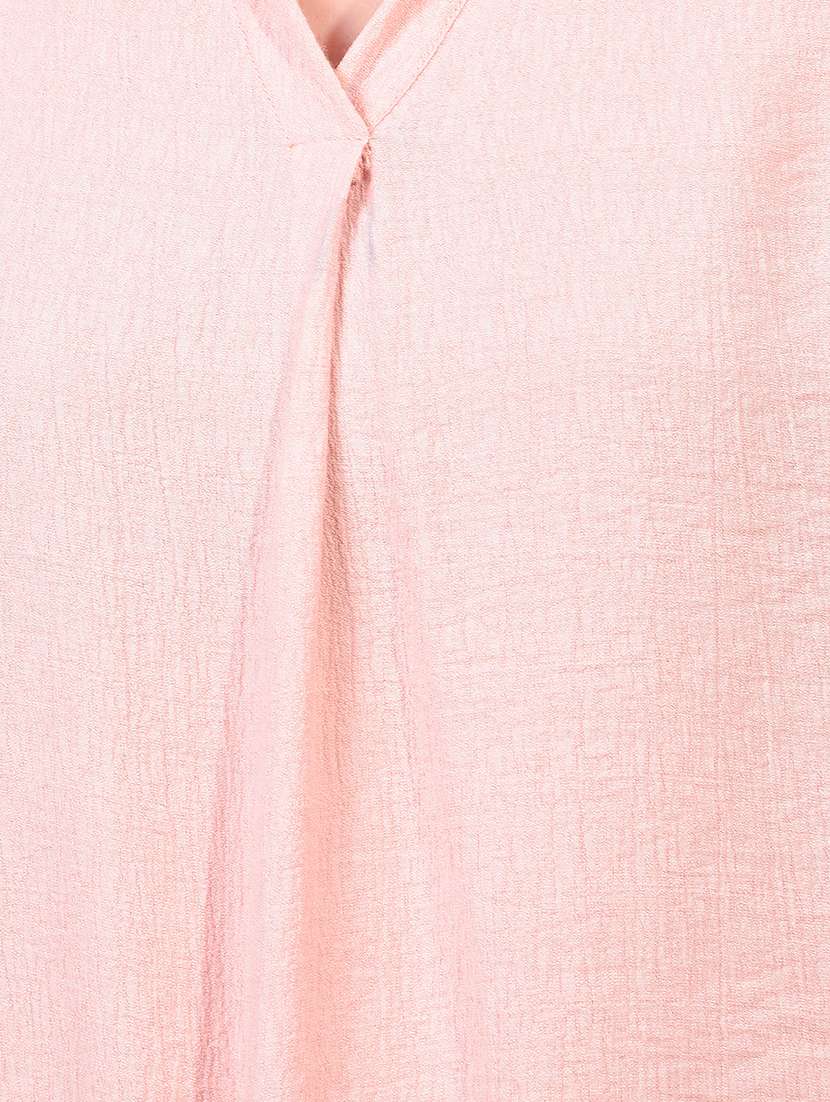 women pink solid collared high low top - 21957045 -  Standard Image - 4