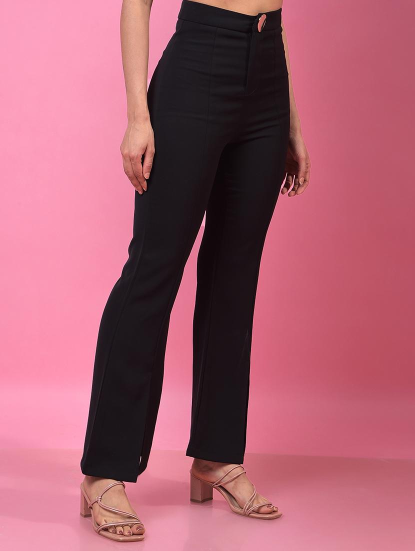 women black solid high rise bootcut trouser - 21957053 -  Standard Image - 1