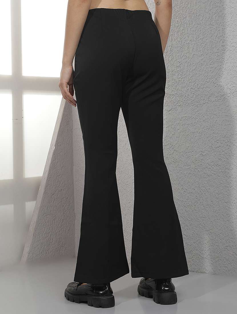 Women Black Solid High Rise Bootcut Trouser - 21957053 -  Standard Image - 4