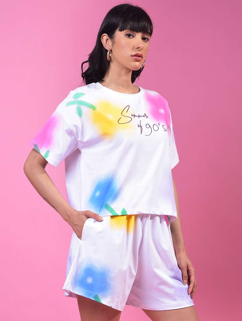 women printed short sleeve oversized crop t-shirt - 21957056 -  Standard Image - 1