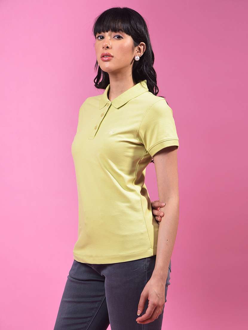 women solid short sleeve regular fit polo t-shirt - 21957059 -  Standard Image - 1