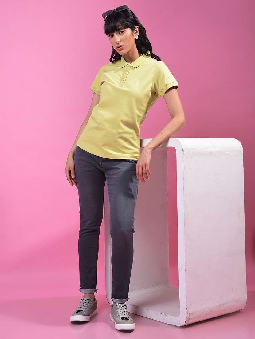 women solid short sleeve regular fit polo t-shirt - 21957059 -  Standard Image - 4