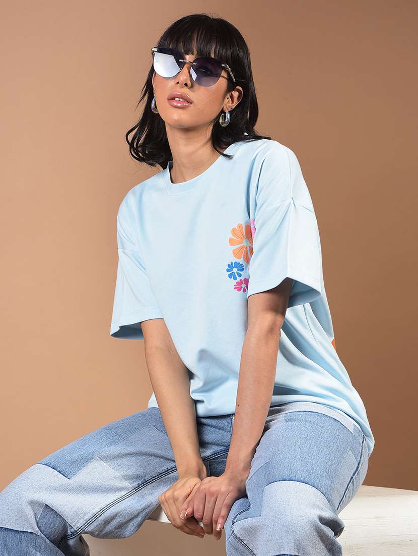 women printed short sleeve oversized t-shirt