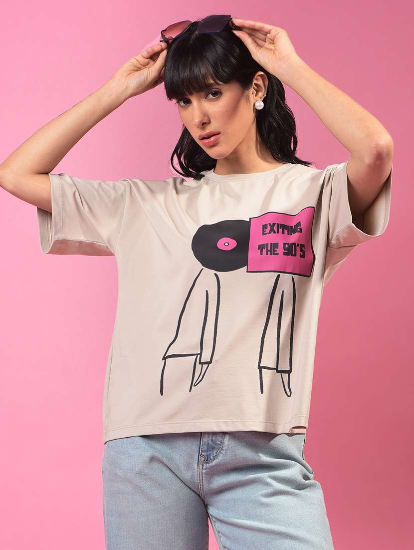 women printed short sleeve oversized t-shirt