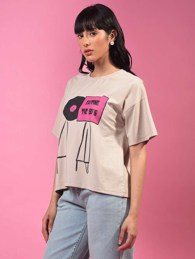 women printed short sleeve oversized t-shirt - 21957073 -  Standard Image - 1