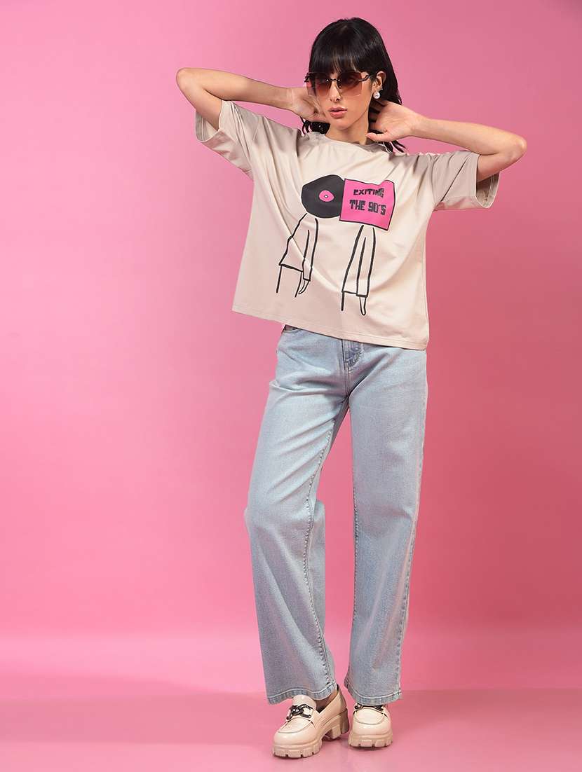 women printed short sleeve oversized t-shirt - 21957073 -  Standard Image - 4