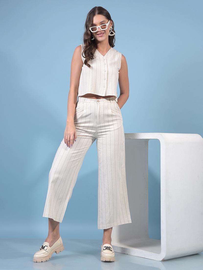 women striped sleeveless crop vest top - 21957077 - Standard Image - 4