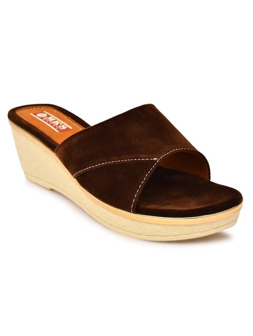 women brown slip on wedge - 21957093 -  Standard Image - 0