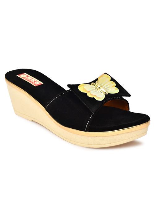women black slip on wedge - 21957108 - Standard Image - 0